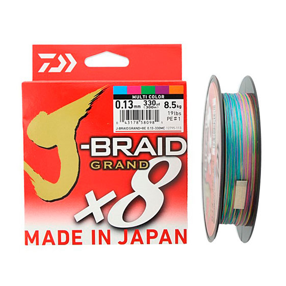 Trenzado J-Braid Grand X8 300M Multicolor de Daiwa